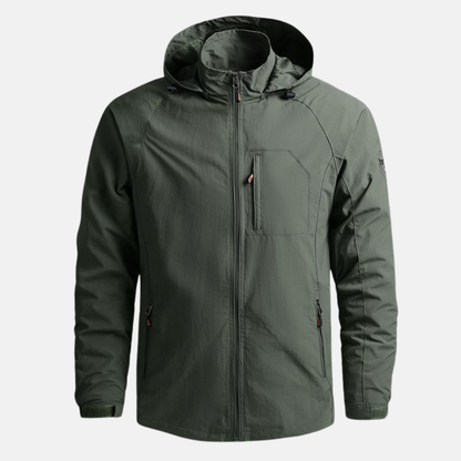 Homme Veste - Tissu Tissé Léger - Col Montant Capuche - Manche Raglan