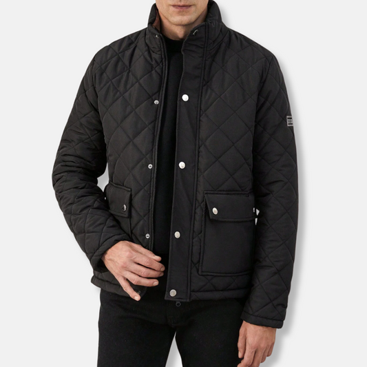 Homme Veste - Tissu Tissé - Coupe Régulière - Col Montant - Motif Losanges