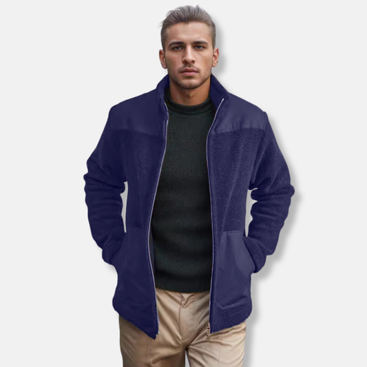 Manteau homme col montant – Polaire douce – Coupe régulière – Fermeture zippée