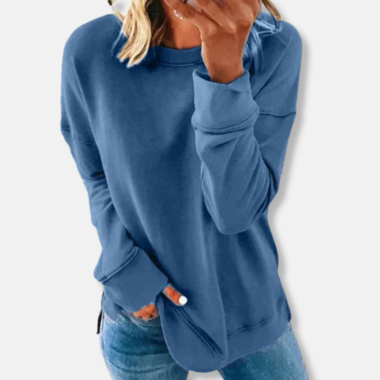 Sweatshirt femme – Coupe ample – Coton doux – Col rond confortable – Manches longues