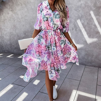 Sumara - Robe midi stylée à manches courtes