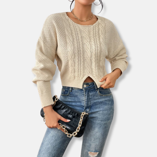 Paula Coton Cropped Sweater | Relaxed Fit à Col Rond Sweater