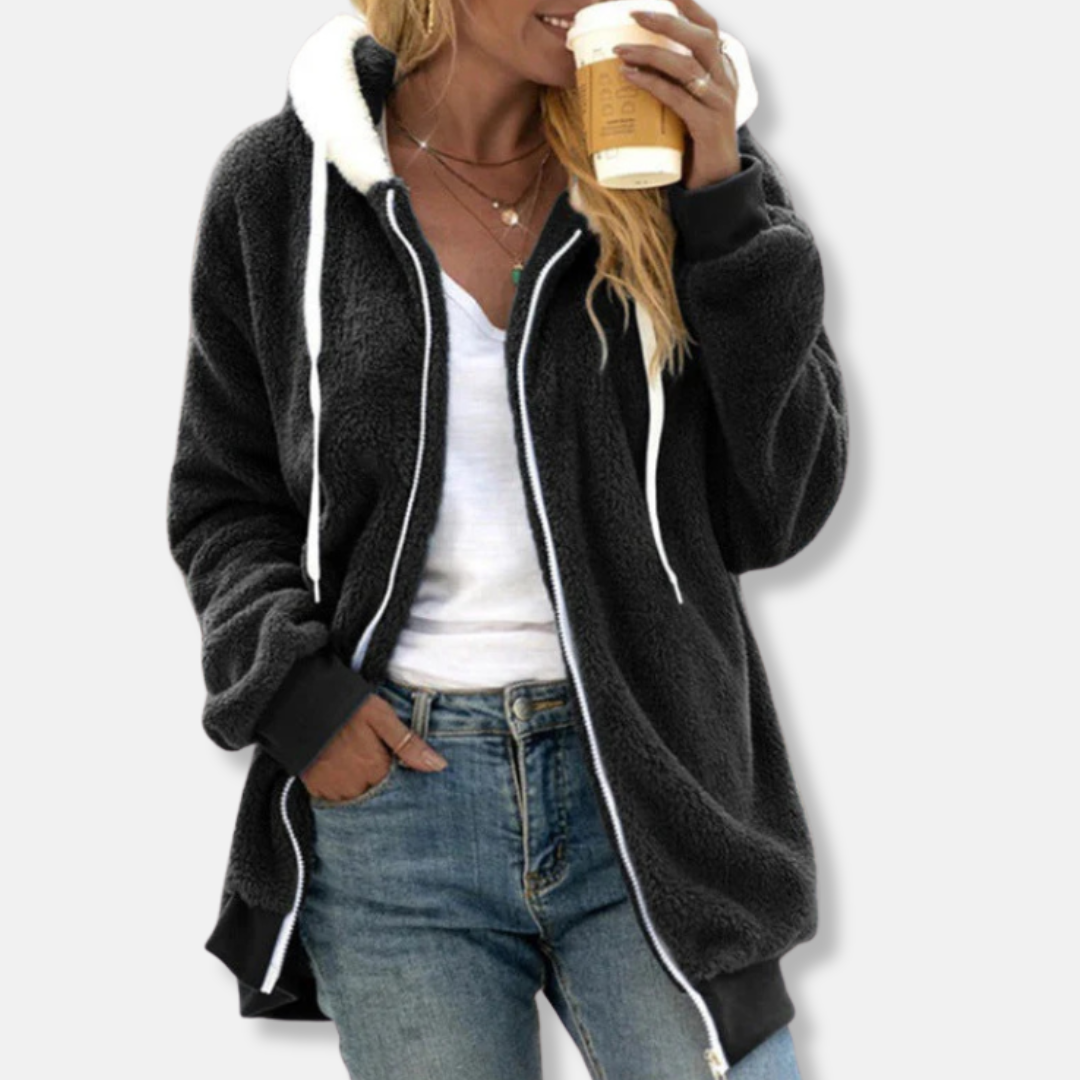 Femme Veste À Capuche - Sherpa Doux - Manches Longues - Coupe Décontractée