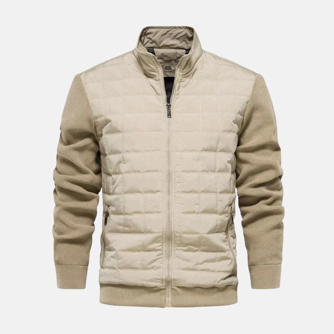 Blouson bomber homme – Coupe moderne – Devant matelassé – Manches en maille – Finition côtelée