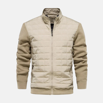 Blouson bomber homme – Coupe moderne – Devant matelassé – Manches en maille – Finition côtelée