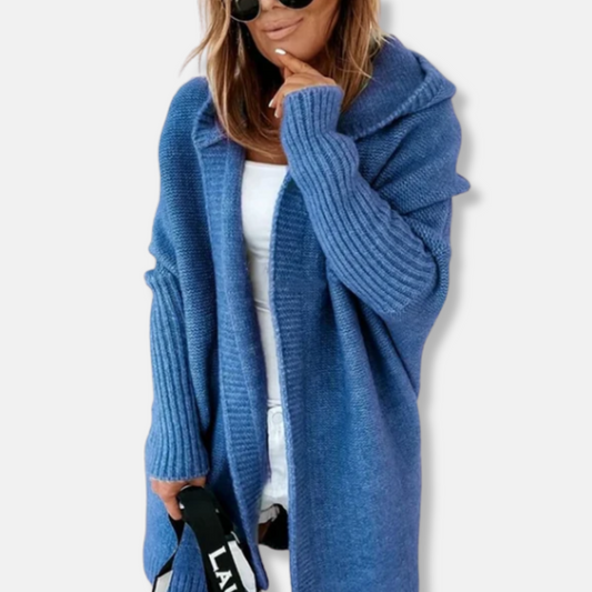 Femme Cardigan - Maille Douce - Coupe Ample - Capuche - Manches Longues