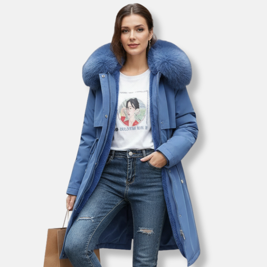 Manteau matelassé femme – Coupe droite – Capuche fausse fourrure – Déperlant