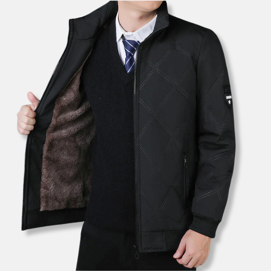 Veste matelassée homme – Coupe régulière – Col montant – Fermeture zippée – Poignets côtelés