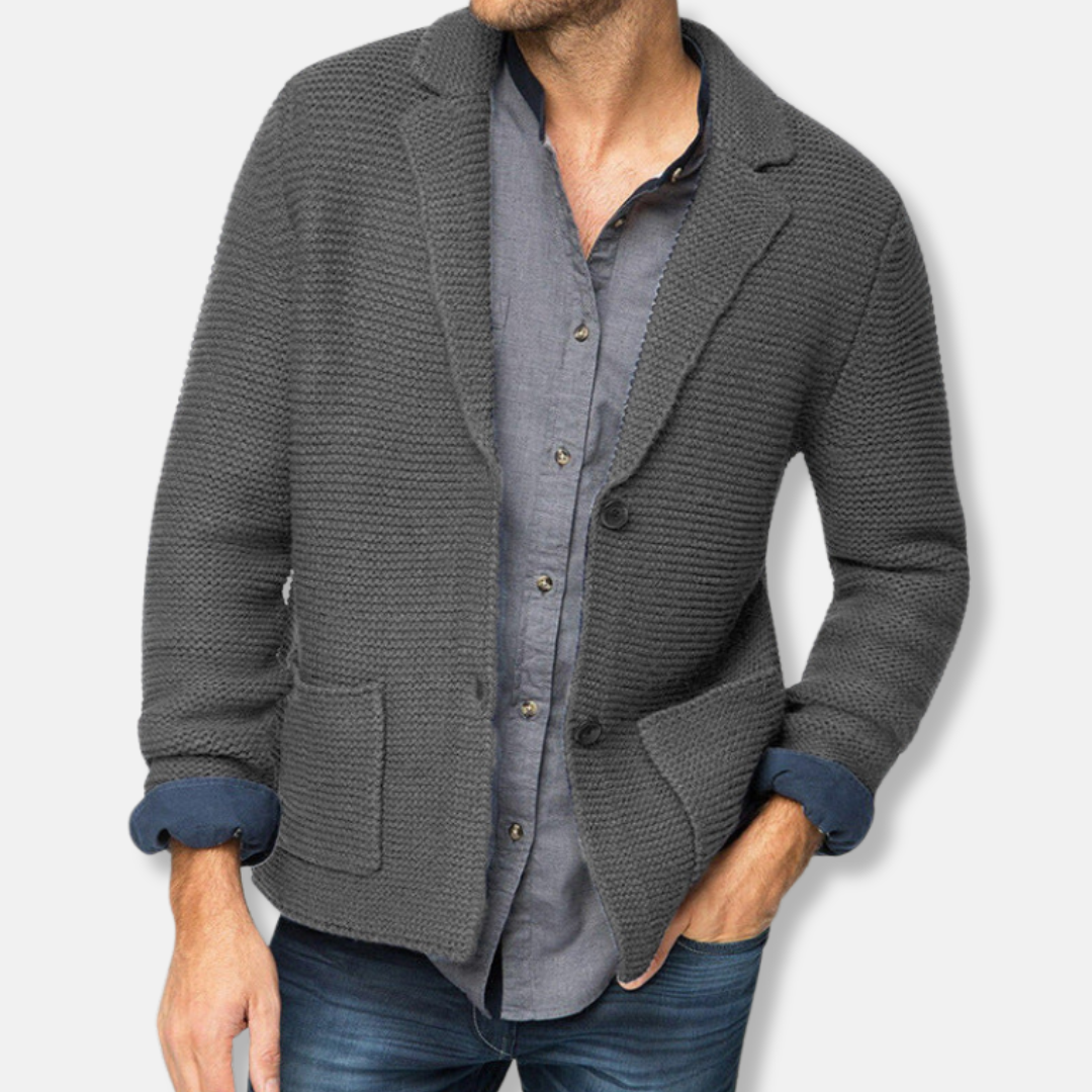 Homme Blazer - Tricot épais - Coupe droite - Col cranté