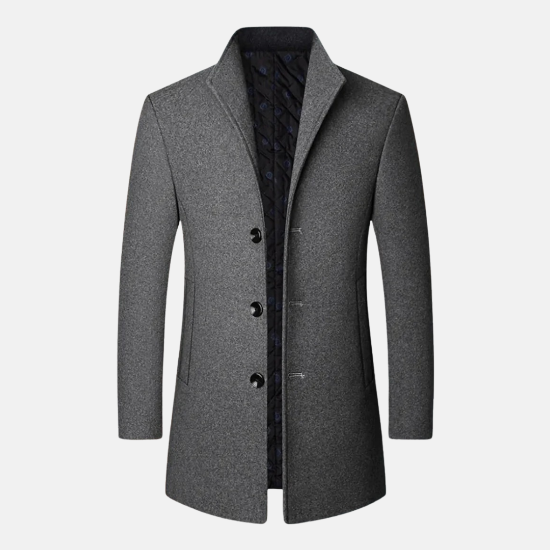 Thomas En Laine Manteau Ajusté Long | Intérieur Matelassé Manteau