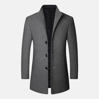 Thomas En Laine Manteau Ajusté Long | Intérieur Matelassé Manteau