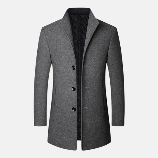 Thomas En Laine Manteau Ajusté Long | Intérieur Matelassé Manteau