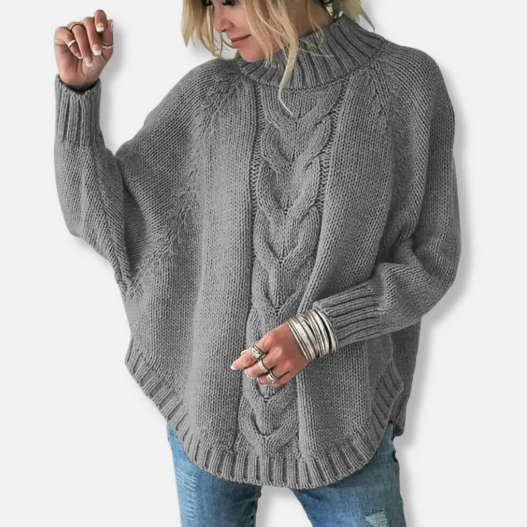 Amélie Pull Oversize | Col Roulé Manches Chauve-Souris Pull