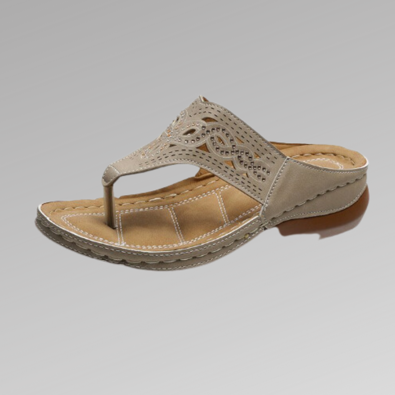 Sandales Femme – Design Tongs avec Boucle Orteil – Semelle Confort – Détail Découpé