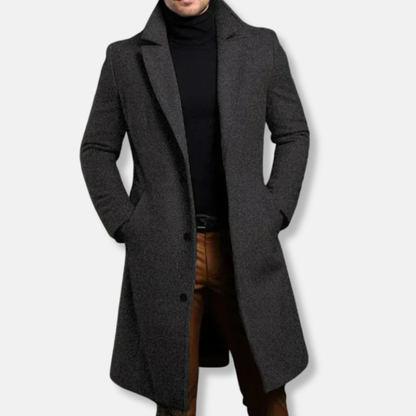 Georges En Laine Manteau Ajusté Long | Revers Cranté Manteau