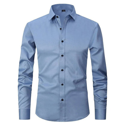 Chemise homme – Coupe slim – Tissu extensible – Sans repassage – Col boutonné