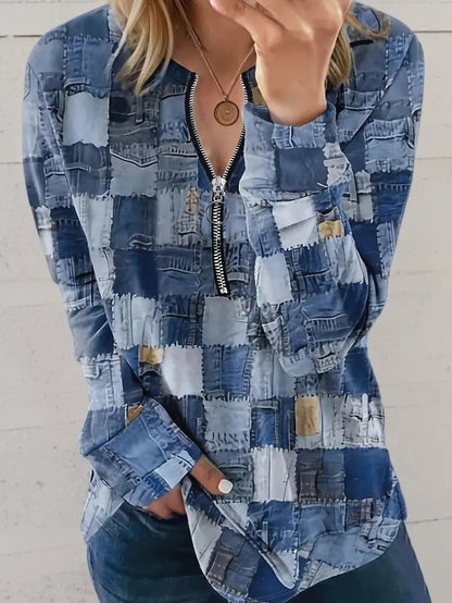 Dora - Top à carreaux avec zip