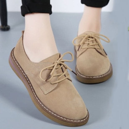 Chaussures Oxford Femme - Daim Élégant - Bout Rond - Semelle Confortable Antidérapante