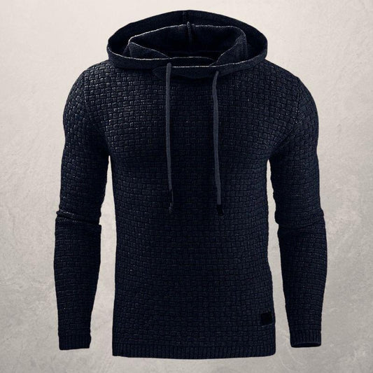 Pull homme – Coupe slim – Maille douce texturée – Capuche ajustable – Manches longues