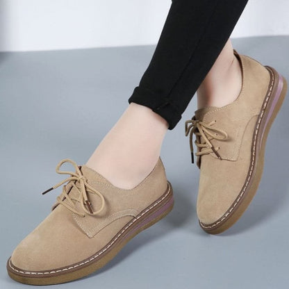 Chaussures Oxford Femme - Daim Élégant - Bout Rond - Semelle Confortable Antidérapante