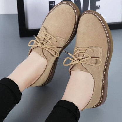 Chaussures Oxford Femme - Daim Élégant - Bout Rond - Semelle Confortable Antidérapante