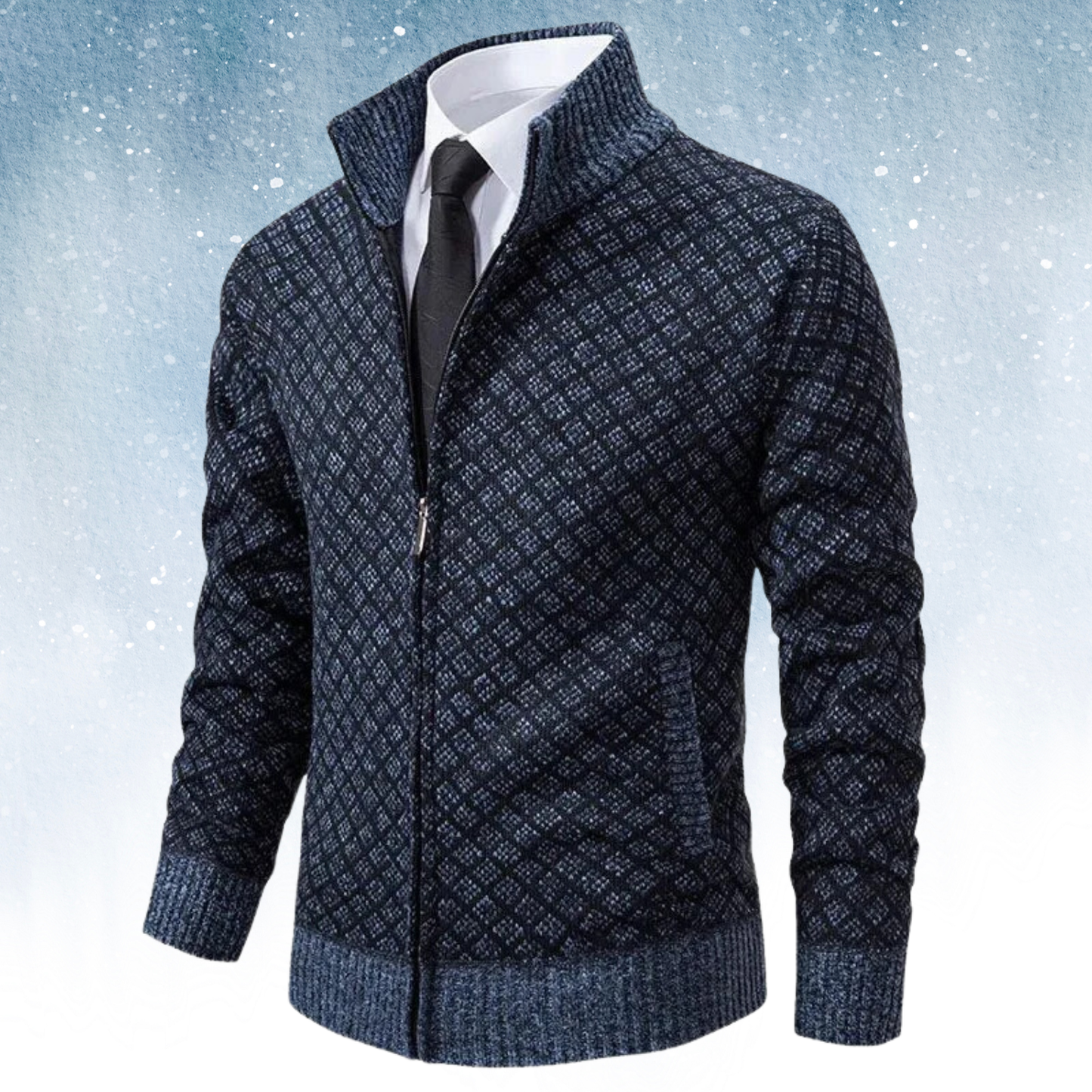 Cardigan en tricot jacquard chic, polyvalent et doux pour homme