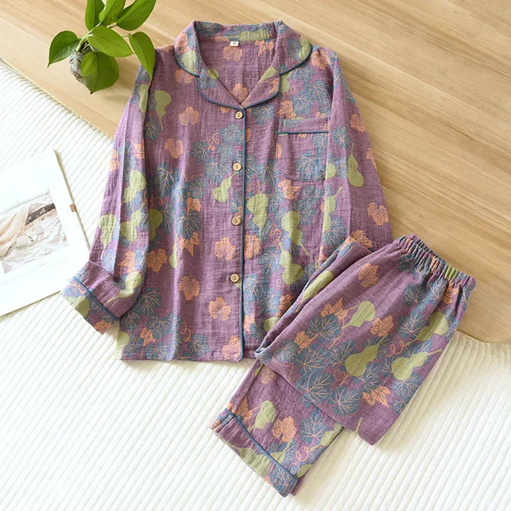 Pyjama Femme – Ensemble Détente – Coupe Ample – Tissu Respirant – Boutonnage Classique