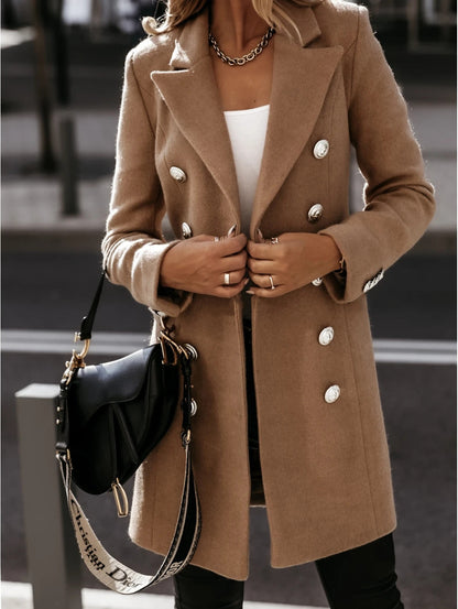 Blazer femme – Coupe cintrée – Aspect laine – Double boutonnage – Col tailleur