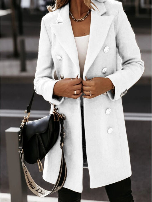 Blazer femme – Coupe cintrée – Aspect laine – Double boutonnage – Col tailleur
