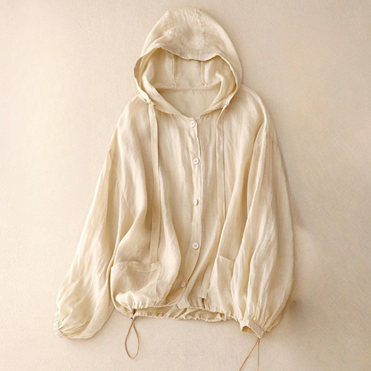 Sweat à capuche femme – Linnen – Coupe oversize – Boutonné – Cordon ajustable