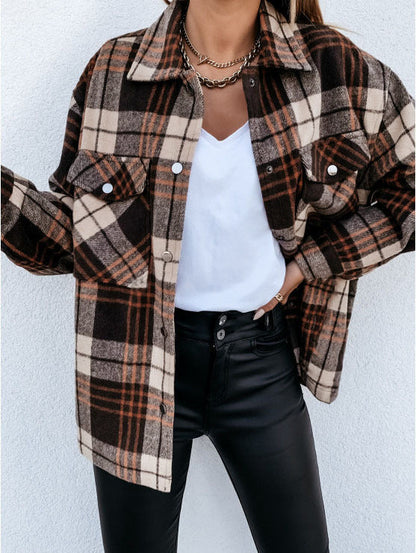Veste Chemise Femme – Coupe Oversize – Flanelle – Motif Carreaux – Boutonnée