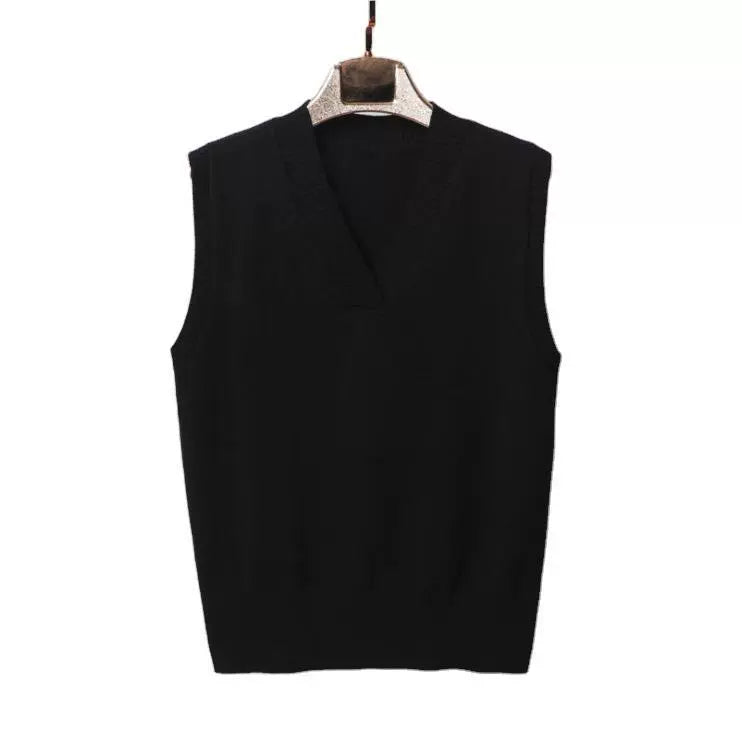 Gilet sans manches femme – Maille laine – Coupe décontractée – Col en V côtelé