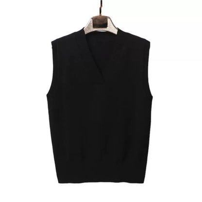 Gilet sans manches femme – Maille laine – Coupe décontractée – Col en V côtelé