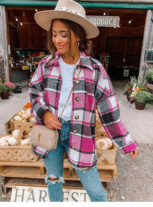 Blouse portefeuille femme – Coupe décontractée – Motif à carreaux – Toucher flanelle