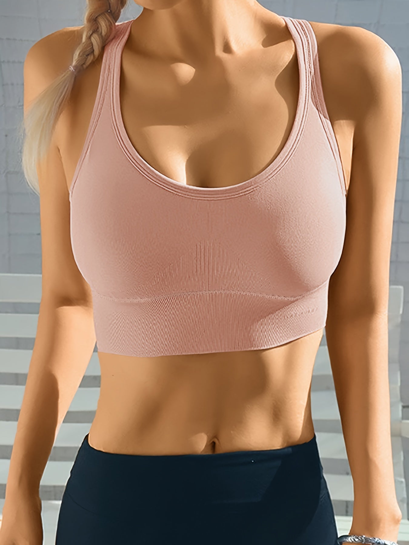 Brassière de sport femme – Maintien moyen – Dos nageur – Tissu respirant sans coutures