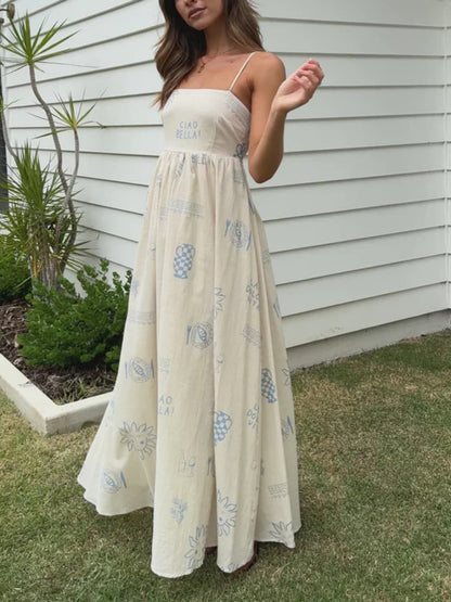 Robe maxi à bretelles spaghetti pour femme - Élégante et fluide