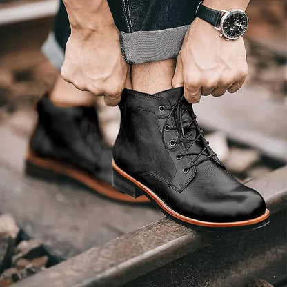 Bottes chukka homme – Cuir lisse – Semelle antidérapante – Lacets – Maintien cheville