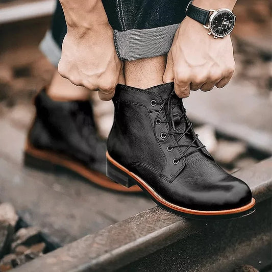 Bottes chukka homme – Cuir lisse – Semelle antidérapante – Lacets – Maintien cheville