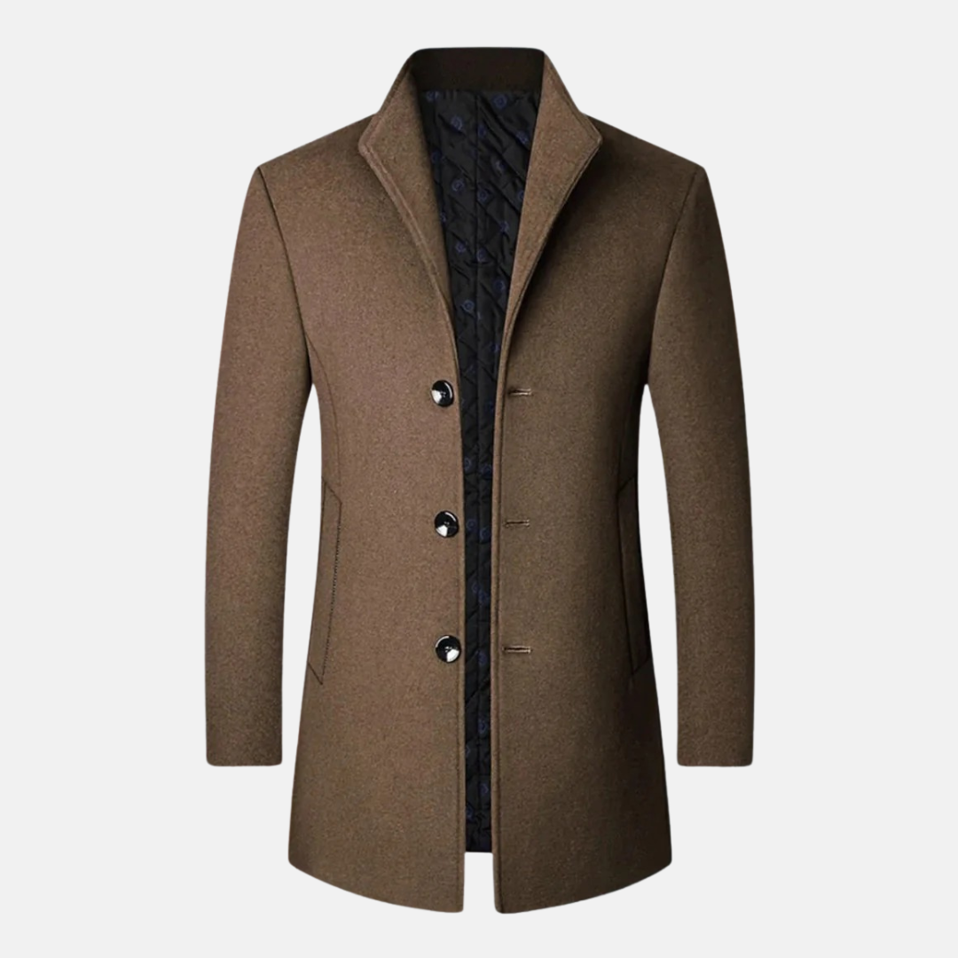 Thomas En Laine Manteau Ajusté Long | Intérieur Matelassé Manteau