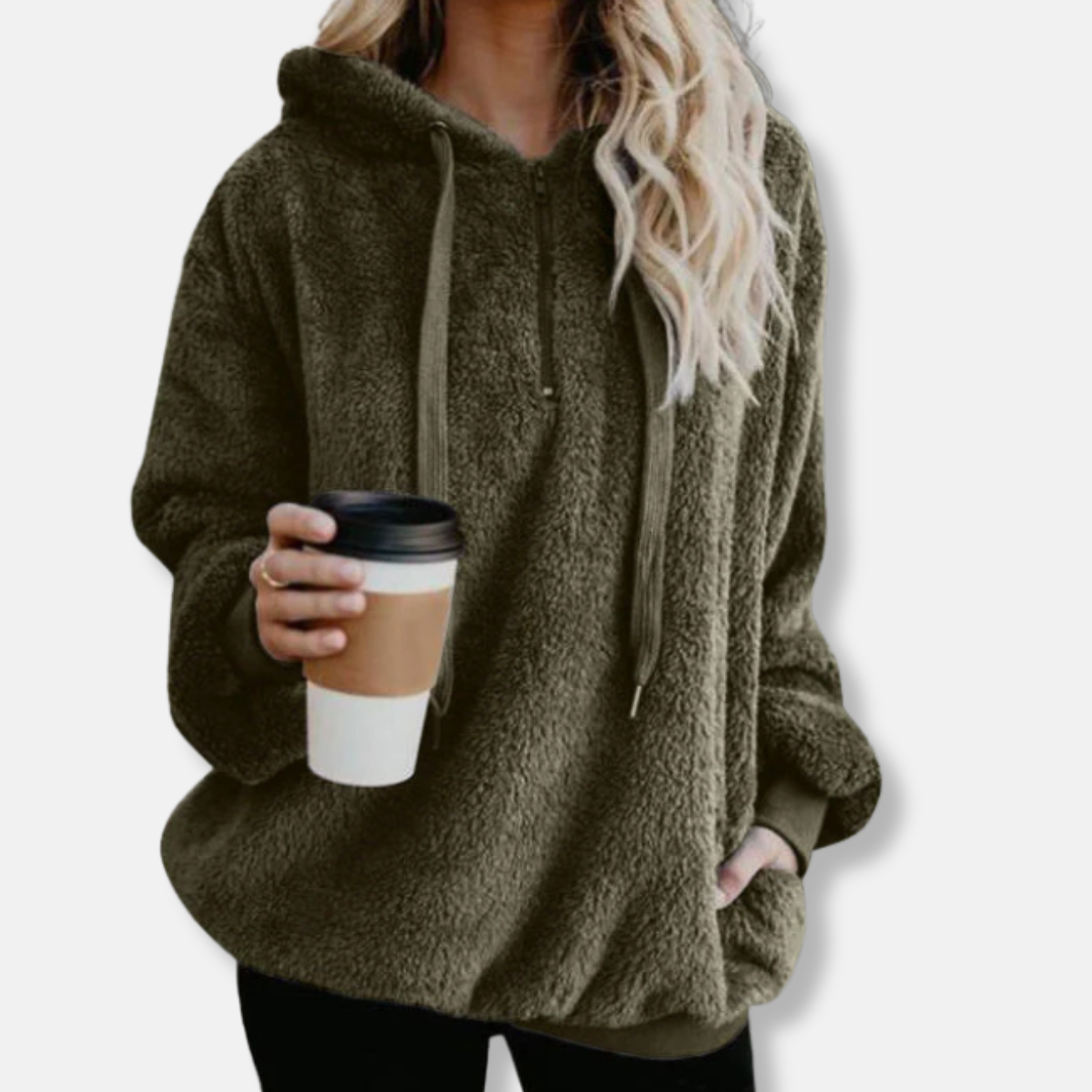 Femme Sweat À Capuche - Polaire Sherpa - Coupe Oversize - Manches Longues