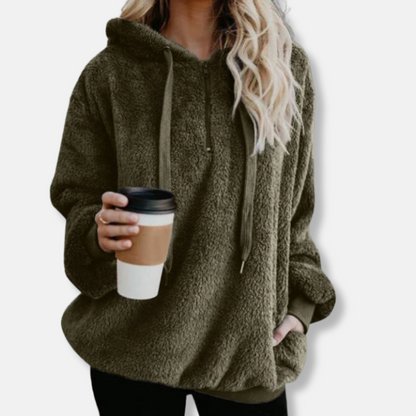 Femme Sweat À Capuche - Polaire Sherpa - Coupe Oversize - Manches Longues