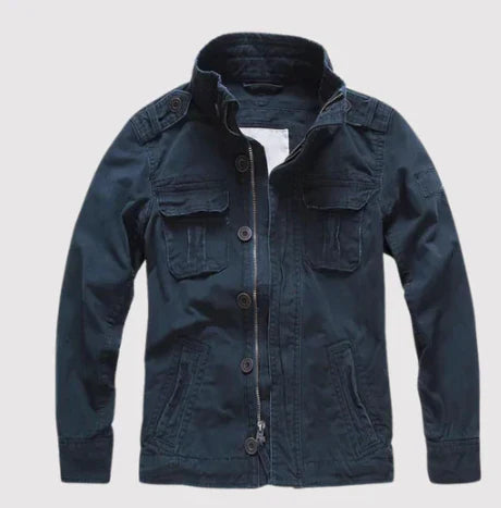 Veste homme – Coupe regular – Denim respirant – Poches multiples – Col montant