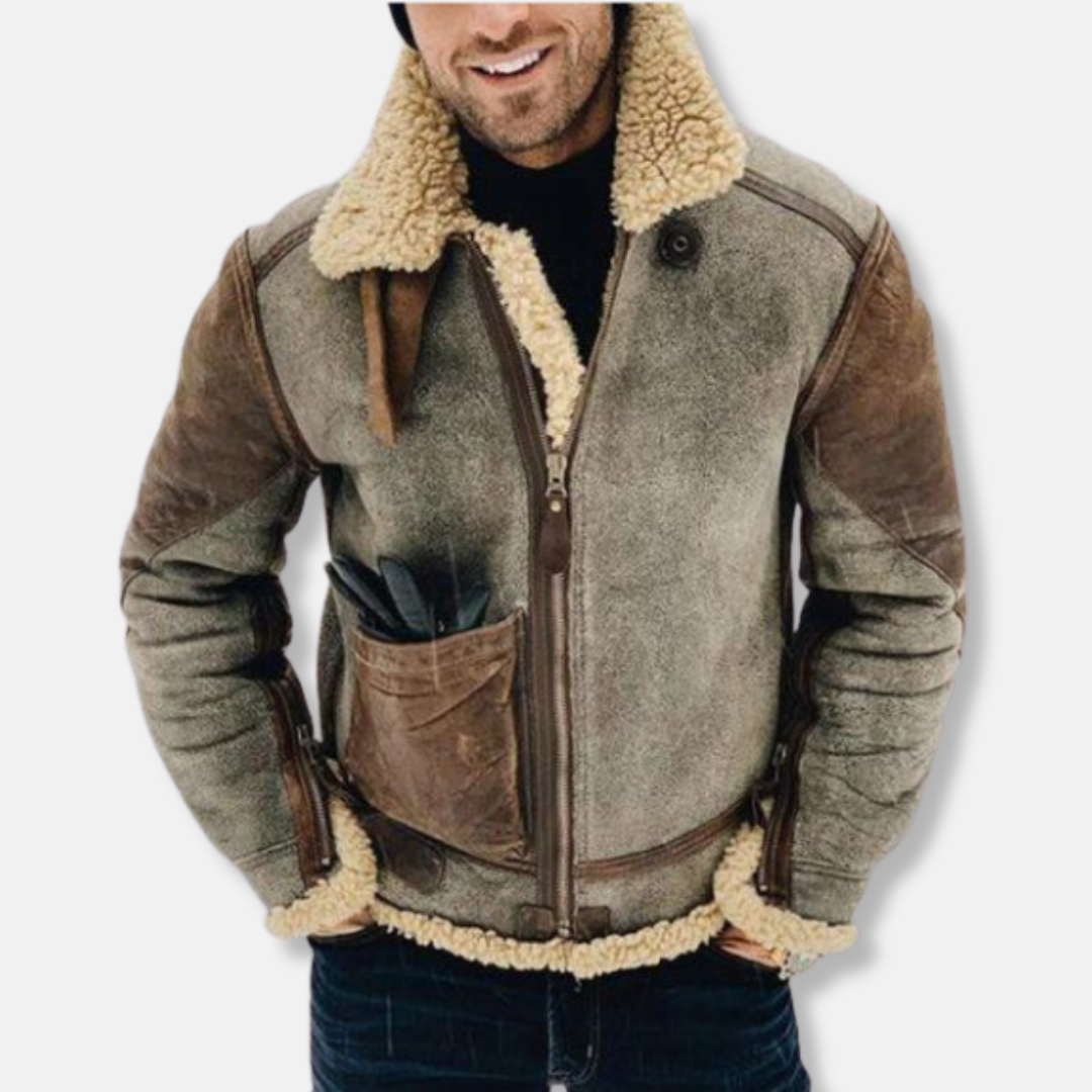 Théo En Cuir Veste Shearling | Résistante Veste Homme
