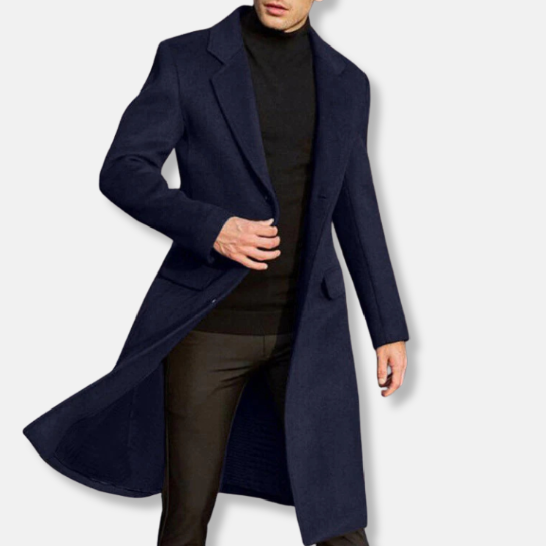 Manteau homme – Coupe structurée – Longueur genou – Laine mélangée – Style formel