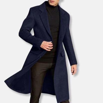 Manteau homme – Coupe structurée – Longueur genou – Laine mélangée – Style formel