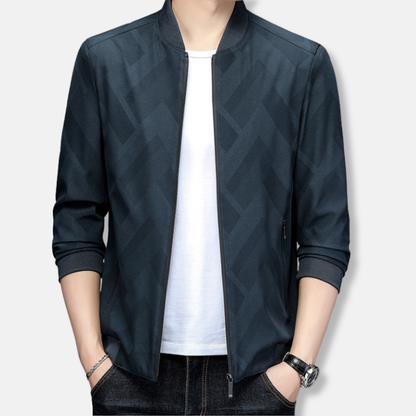 Veste homme – Coupe slim – Col baseball côtelé – Tissu léger respirant – Poches zippées