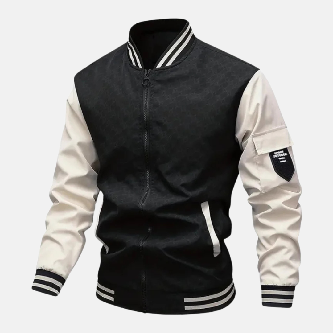 Blouson bombers homme – Coupe standard – Tissu respirant – Fermeture zippée – Poche manche