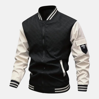 Blouson bombers homme – Coupe standard – Tissu respirant – Fermeture zippée – Poche manche