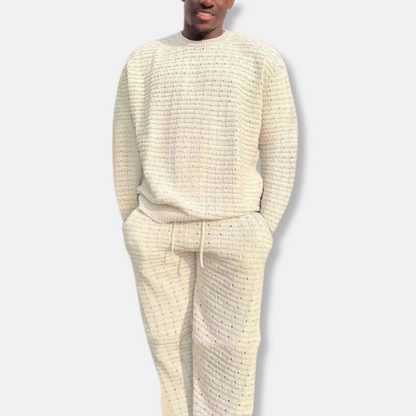 Homme Ensemble Deux Pièces - Maille Texturée - Coupe Décontractée - Col Rond