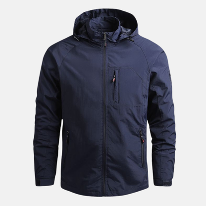 Homme Veste - Tissu Tissé Léger - Col Montant Capuche - Manche Raglan